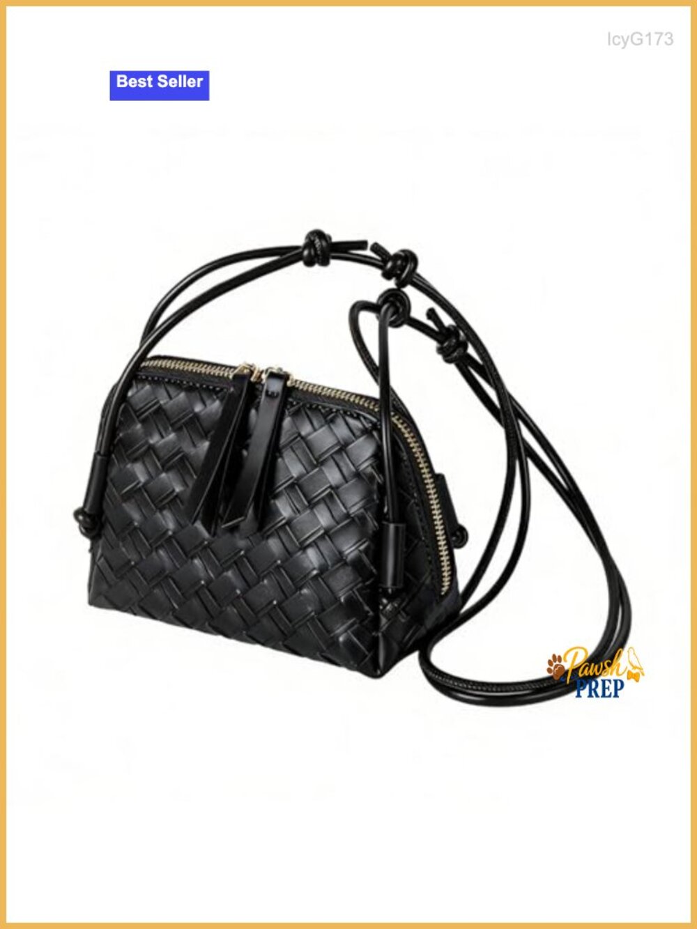 Woven PU Leather Crossbody Mini Satchel with Adjustable Strap
